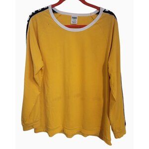 Victoria's Secret Pink Yellow Long Sleeve Shirt With Black Stripe Accents Size L